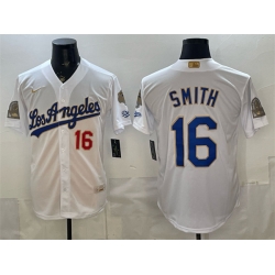 Los Angeles Dodgers 16 Will Smith White 2026 Gold Collection 9x & B2B Champs Patch Stitched Baseball Jersey