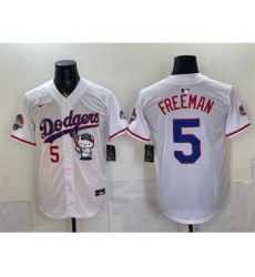 Los Angeles Dodgers 5 Freddie Freeman White Hello Kitty Night 2025 World Series Champions Patch Stitched Baseball Jersey