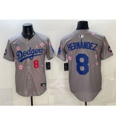 Los Angeles Dodgers 8 Enrique Hernandez Grey 2025 Tokyo Series Limited Stitched Baseball Jersey