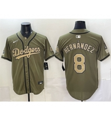 Los Angeles Dodgers 8 Enrique Hernández Olive 2026 Armed Forces Day Stitched Baseball Jersey