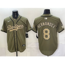 Los Angeles Dodgers 8 Enrique Hernández Olive 2026 Armed Forces Day Stitched Baseball Jersey
