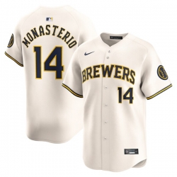 Andruw Monasterio Milwaukee Brewers Home Limited Player Jersey Cream