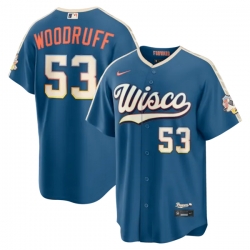 Brandon Woodruff Milwaukee Brewers 2026 City Connect Stadium Jersey Mineral Blue