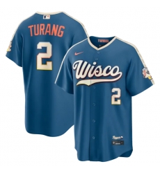 Brice Turang Milwaukee Brewers 2026 City Connect Stadium Jersey Mineral Blue Brice Turang Milwaukee Brewers 2026 City Connect Stadium Jersey Mineral Blue