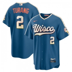 Brice Turang Milwaukee Brewers 2026 City Connect Stadium Jersey Mineral Blue