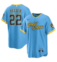 Christian Yelich Milwaukee Brewers 2022 City Connect Player Jersey Powder Blue