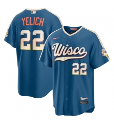 Christian Yelich Milwaukee Brewers 2026 City Connect Stadium Jersey Mineral Blue Christian Yelich Milwaukee Brewers 2026 City Connect Stadium Jersey Mineral Blue