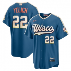 Christian Yelich Milwaukee Brewers 2026 City Connect Stadium Jersey Mineral Blue