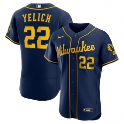 Christian Yelich Milwaukee Brewers 50th Season Alternate Authentic Player Jersey Navy