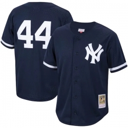 Reggie Jackson New York Yankees Mitchell Ness Cooperstown Collection Mesh Batting Practice Button Up Jersey Navy