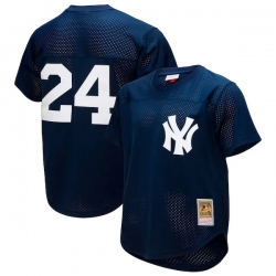 Rickey Henderson New York Yankees Mitchell Ness Cooperstown Collection Mesh Batting Practice Button Up Jersey Navy