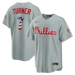 Trea Turner Philadelphia Phillies Usa 250 Fourth Of July Road Stadium Jersey Gray