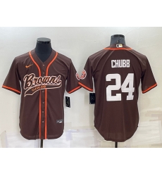 Cleveland Browns 24 Nick Chubb Brown Stitched Jersey