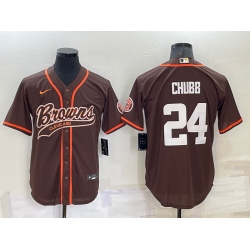 Cleveland Browns 24 Nick Chubb Brown Stitched Jersey