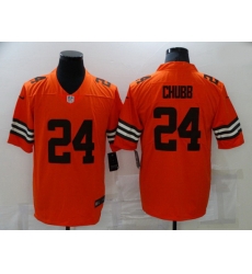 Cleveland Browns 24 Nick Chubb Orange Inverted Legend Limited Jersey
