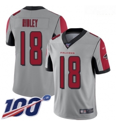 Atlanta Falcons 18 Calvin Ridley Silver Stitched Football Limited Inverted Legend 100th Season Jersey