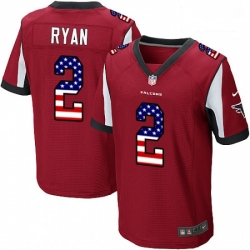 Atlanta Falcons 2 Matt Ryan Elite Red Home USA Flag Fashion NFL Jersey