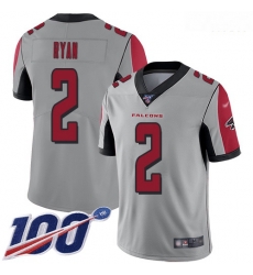 Atlanta Falcons 2 Matt Ryan Silver Stitched Football Limited Inverted Legend 100th Season Jersey