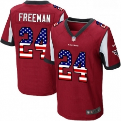 Atlanta Falcons 24 Devonta Freeman Elite Red Home USA Flag Fashion NFL Jersey
