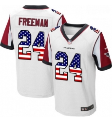 Atlanta Falcons 24 Devonta Freeman Elite White Road USA Flag Fashion NFL Jersey