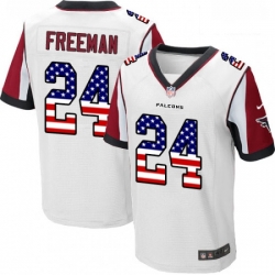 Atlanta Falcons 24 Devonta Freeman Elite White Road USA Flag Fashion NFL Jersey