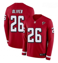 Atlanta Falcons 26 Isaiah Oliver Red Team Color Stitched Football Limited Therma Long Sleeve Jersey