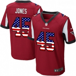 Atlanta Falcons 45 Deion Jones Elite Red Home USA Flag Fashion NFL Jersey
