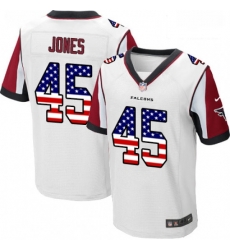 Atlanta Falcons 45 Deion Jones Elite White Road USA Flag Fashion NFL Jersey