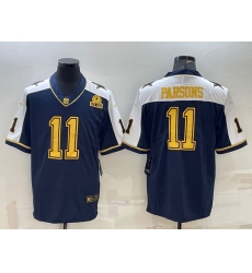 Dallas Cowboys 11 Micah Parsons Navy Gold Edition With 1960 Patch Limited Stitched Football Jersey