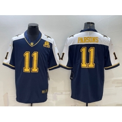 Dallas Cowboys 11 Micah Parsons Navy Gold Edition With 1960 Patch Limited Stitched Football Jersey