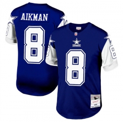 Dallas Cowboys 8 Troy Aikman Navy 1995 Mitchell and Ness Stitched Football Jersey
