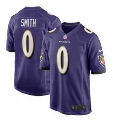 Baltimore Ravens 0 Roquan Smith Purple Game Football Jersey