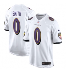 Baltimore Ravens 0 Roquan Smith White Game Football Jersey