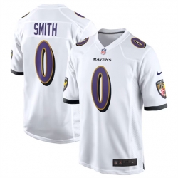 Baltimore Ravens 0 Roquan Smith White Game Football Jersey
