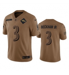 Baltimore Ravens 3 Odell Beckham Jr 2023 Brown Salute To Service Limited Jersey