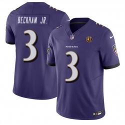Baltimore Ravens 3 Odell Beckham Jr Purple 2023 F U S E With John Madden Patch Vapor Limited Football Jersey