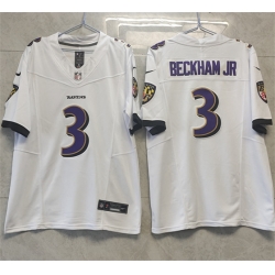 Baltimore Ravens 3 Odell Beckham Jr White 2023 F U S E Vapor Untouchable Stitched Football Jersey