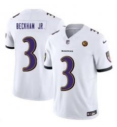 Baltimore Ravens 3 Odell Beckham Jr White 2023 F U S E With John Madden Patch Vapor Limited Football Jersey