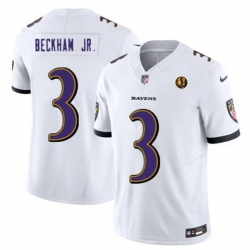 Baltimore Ravens 3 Odell Beckham Jr White 2023 F U S E With John Madden Patch Vapor Limited Football Jersey