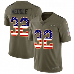 Baltimore Ravens 32 Eric Weddle Limited OliveUSA Flag Salute To Service NFL Jersey
