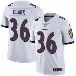 Baltimore Ravens 36 Chuck Clark White Stitched NFL Vapor Untouchable Limited Jersey