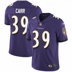 Baltimore Ravens 39 Brandon Carr Purple Team Color Stitched NFL Vapor Untouchable Limited Jersey