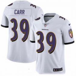 Baltimore Ravens 39 Brandon Carr White Stitched NFL Vapor Untouchable Limited Jersey