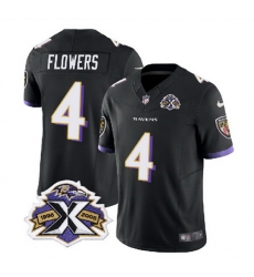 Baltimore Ravens 4 Zay Flowers Black 2023 F U S E With Patch Throwback Vapor Limited Jersey