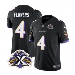 Baltimore Ravens 4 Zay Flowers Black 2023 F U S E With Patch Throwback Vapor Limited Jersey