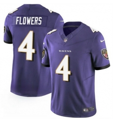 Baltimore Ravens 4 Zay Flowers Purple 2023 F U S E Vapor Limited Football Jersey