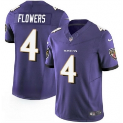 Baltimore Ravens 4 Zay Flowers Purple 2023 F U S E Vapor Limited Football Jersey