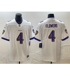 Baltimore Ravens 4 Zay Flowers White Vapor Untouchable Football Jersey