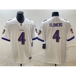 Baltimore Ravens 4 Zay Flowers White Vapor Untouchable Football Jersey