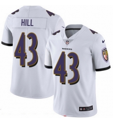 Baltimore Ravens 43 Justice Hill White Stitched NFL Vapor Untouchable Limited Jersey